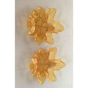 New Lot of 2 Gold Plastic Leaves Leaf Dish Plates 9x8.5 in Tray Serving
